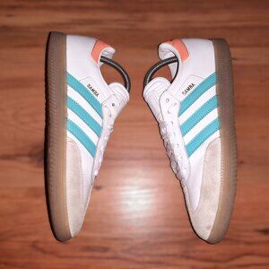 Adidas Samba Miami White Teal Orange Shoes IH8160 Men's Sz 7.5 Women's Sz 8.5